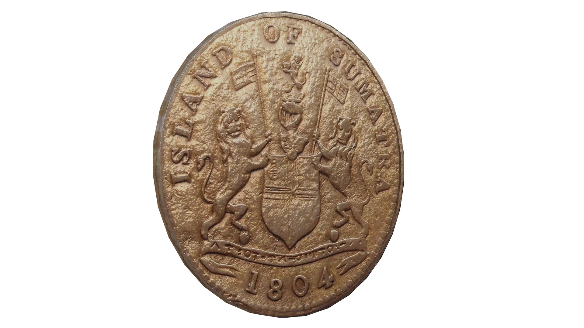 3D Indonesian 1 Keping Coin 1804 Antique Currency Design Model ...