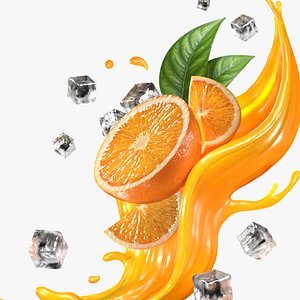 3D Orange Juice Splash 001