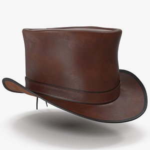 3D Leather Top Hat Brown v 2 model