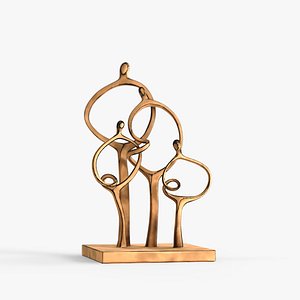 Abstract Family Animated 3D Model Sculpture - V110