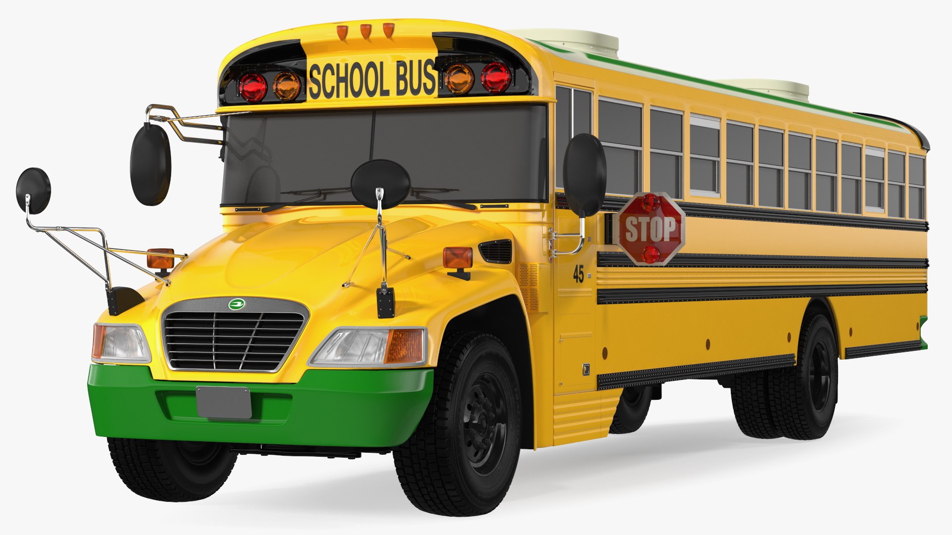 Electric Blue Bird Vision School Bus Exterior Only 3D model preview