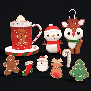 3D Christmas Cocoa Toys and Cookies model