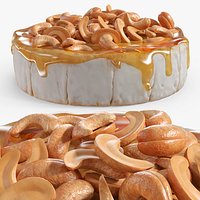 Baked Brie Cheese Wheel with Cashew Nuts and Honey