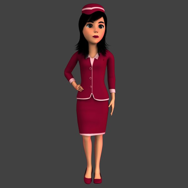 cartoon air hostess 3D