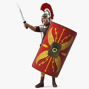 Veteran Roman Legionnaire with Gladius Salute Pose Fur 3D model