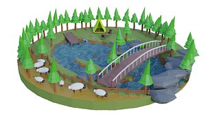 Low Poly Mini Village 3D