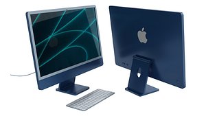3D Apple imac 2021 and magic mouse model model