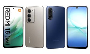 Samsung Galaxy A17 Blue And Xiaomi Redmi 15 5G Titanium 3D model