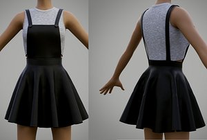 leather skater dress - dungaree and crop top