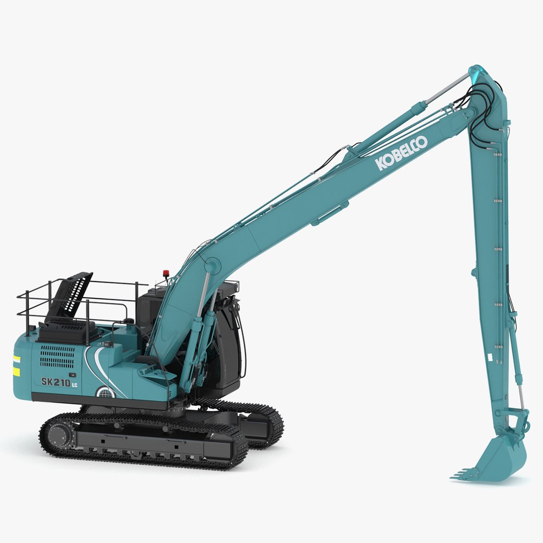 3D Kobelco SK210LC-10 Long Arm Excavator - TurboSquid 2046948