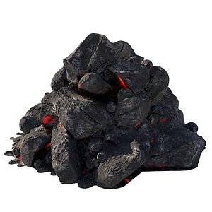 lit coal pile