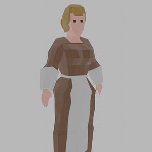 Low Poly Medieval Peasant Woman Rigged 4 3D model