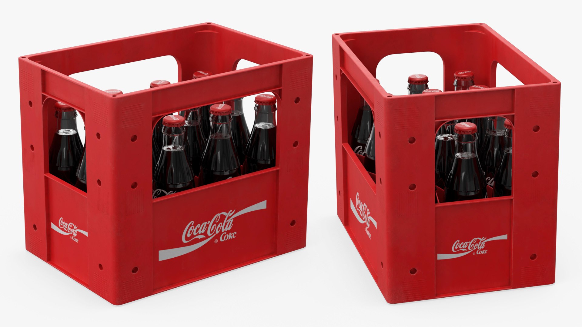 Coca Cola Bottles in Plastic Container Red 3D model preview