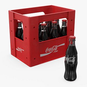 3D Coca Cola Bottles in Plastic Container Red model