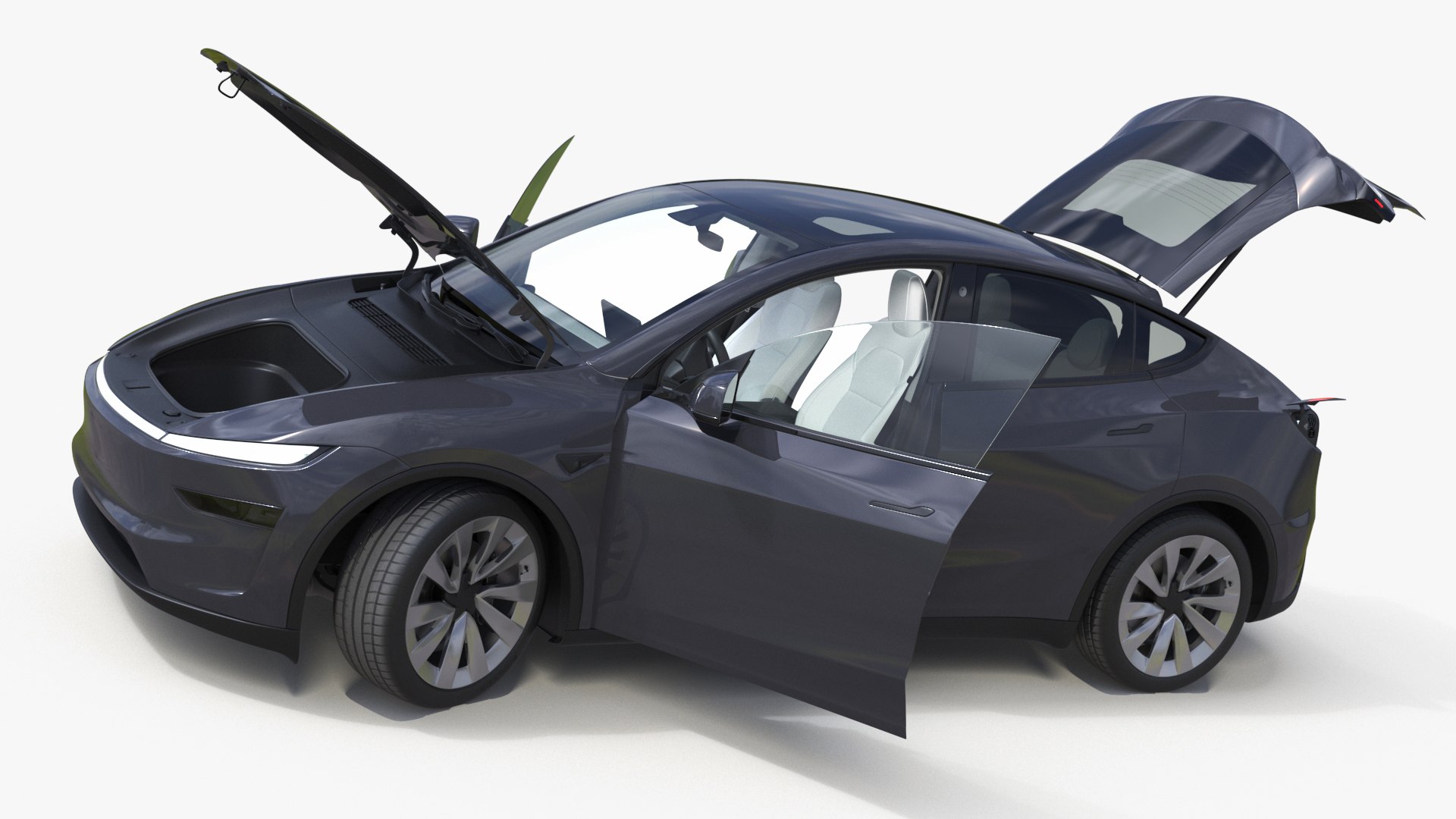 Gray Electric Vehicle Hatchback Rigged 3D model preview