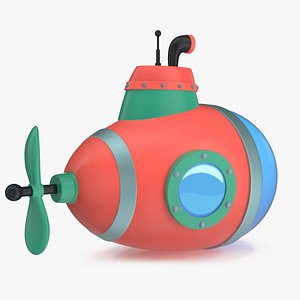 Cartoon Style Submarine Red