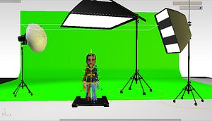 cartoon green screen set