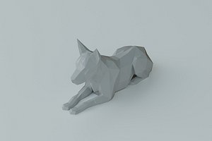 Dog Sitting Sculpture Print Model Model Alert Position 3D