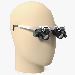 Binocular Head Mount White Magnifier Glasses 3D model