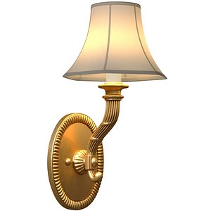Antique Classic brass sconce Wall lamp with fabric shade 3D model