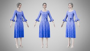 3D Dress 03 Very Light Blue With Design