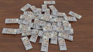 Pile of 100 dollar bills 3D model