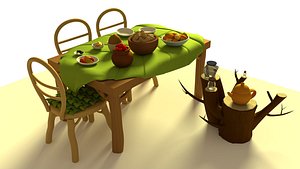 cartoon table set 3D model
