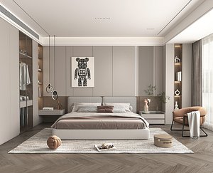 Modern Bedroom Scene 43 3D model