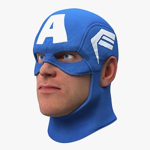 3D Captain America Cartoon Head Rigged