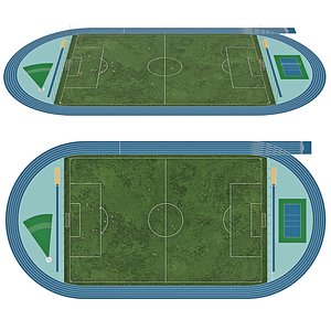 3D Football field with players 2 model