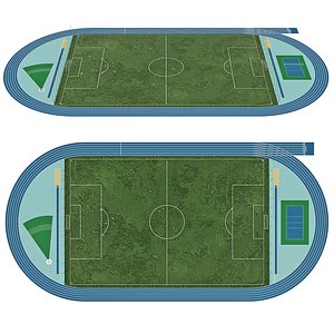 Football field with players 2