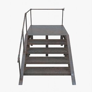 3D Old Metal Stairs model