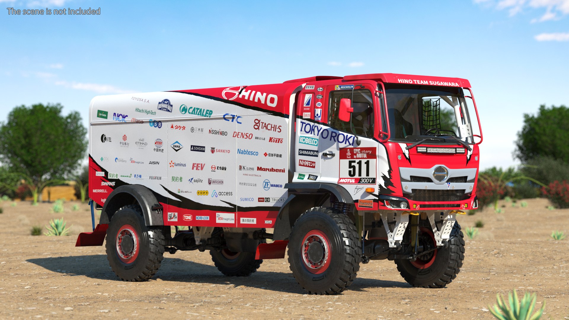 Hino Dakar Truck Rigged for Cinema 4D 3D model preview