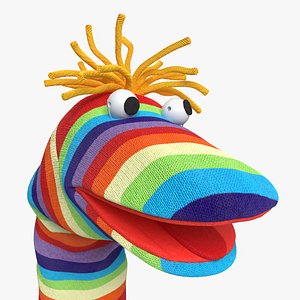 Sock Puppet Character Striped Boy Smiling Pose