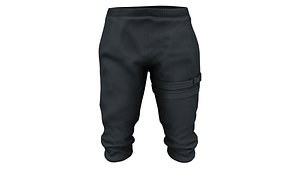 3D Male Black Tucked In Legs Cyberpunk Pants model