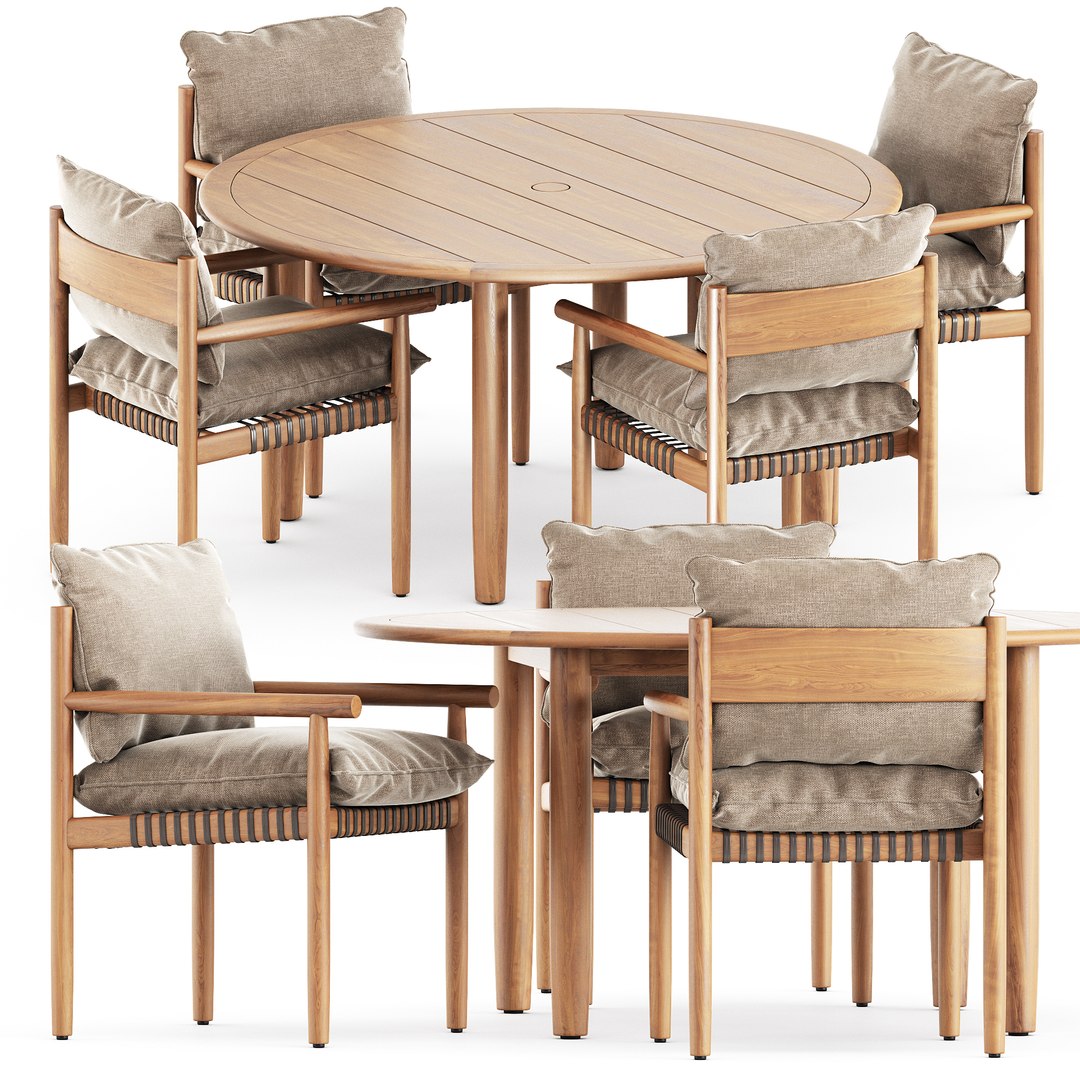 Tibbo Armchair And Dining Round Table 3D Model - TurboSquid 1999751