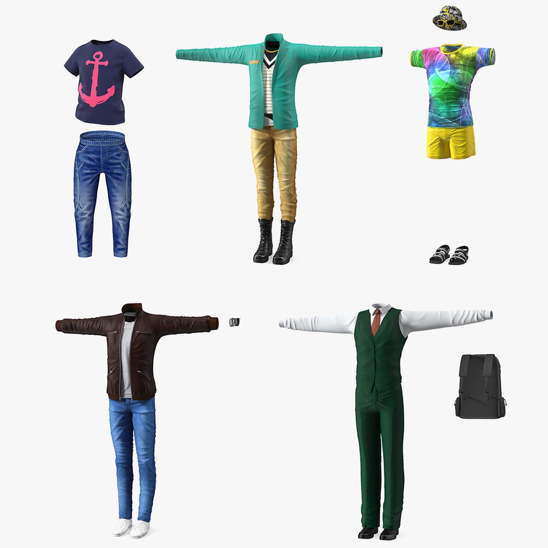 Teenage Boy Clothing Collection 2 3D model preview