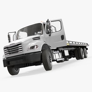 3D Freightliner Work Flatbed Truck Vehicle White Rigged for Maya model
