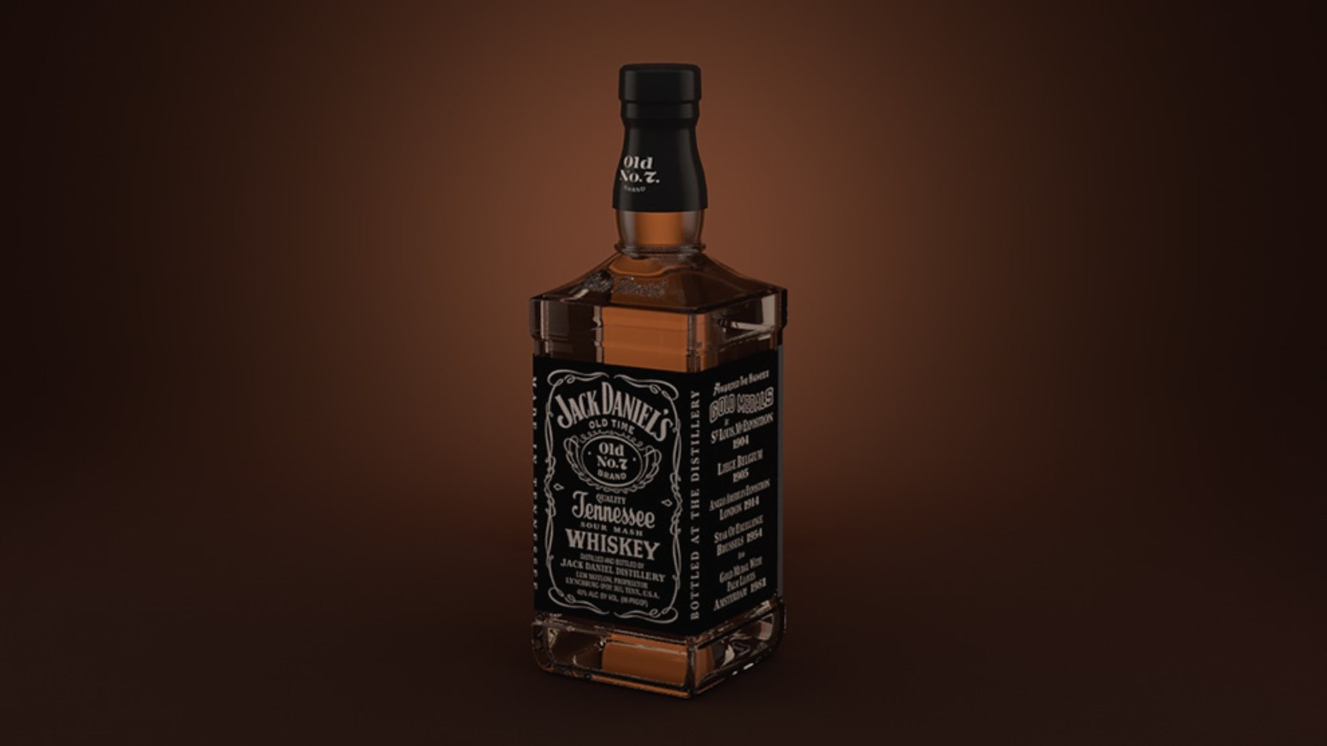 Jack Daniels Whiskey Bottle 3d Model