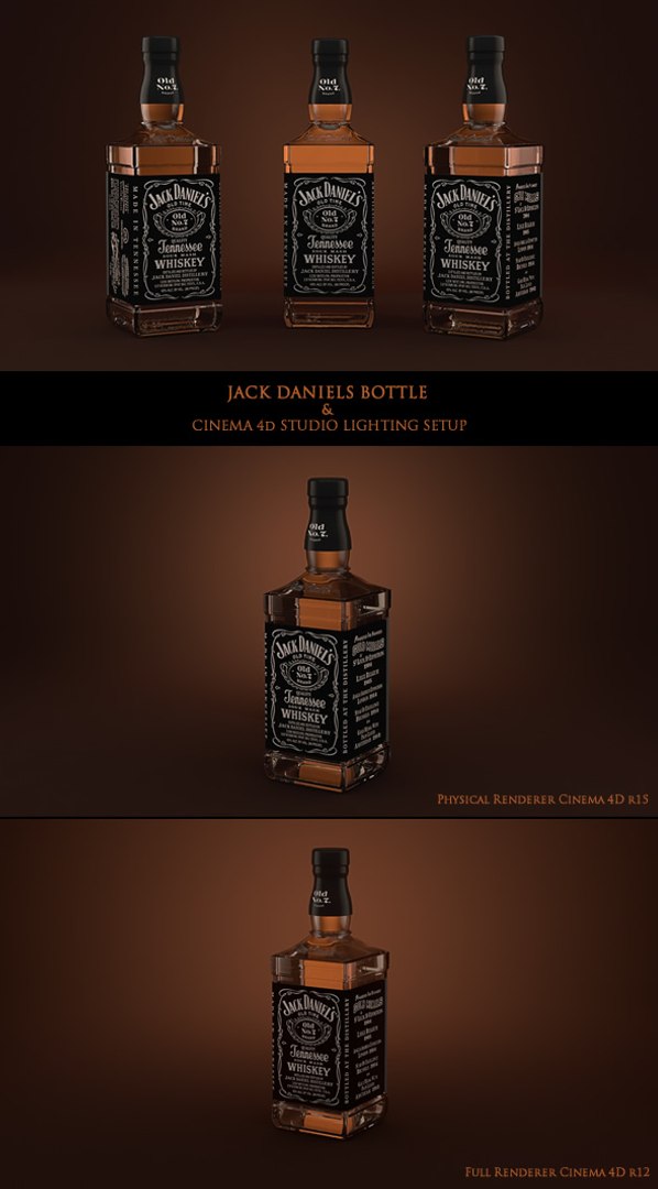 Jack Daniels Whiskey Bottle 3d Model