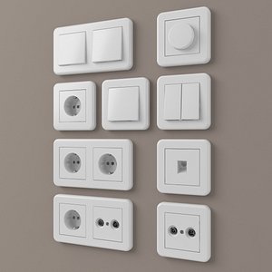 3D european outlets switches 2 model