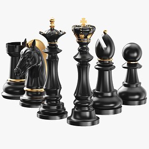 Detailed Chessmen Gold Black