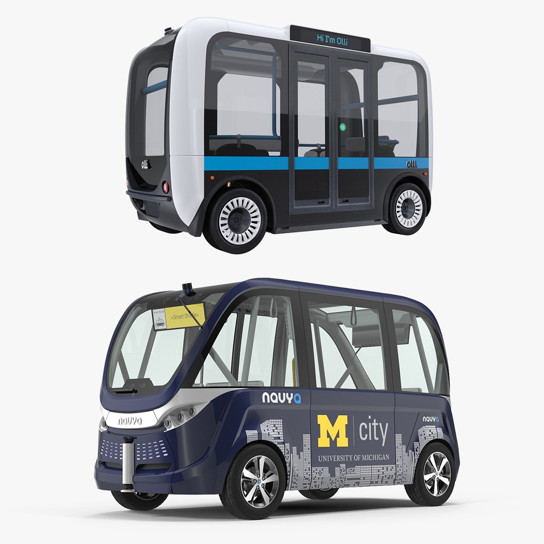 Self Driving Buses 3D Models Collection 3D model preview