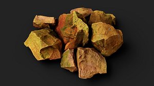 brick debris pile ruins PBR photogrammetry model