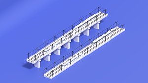 Cartoon High Speed Train and Railway 3D model