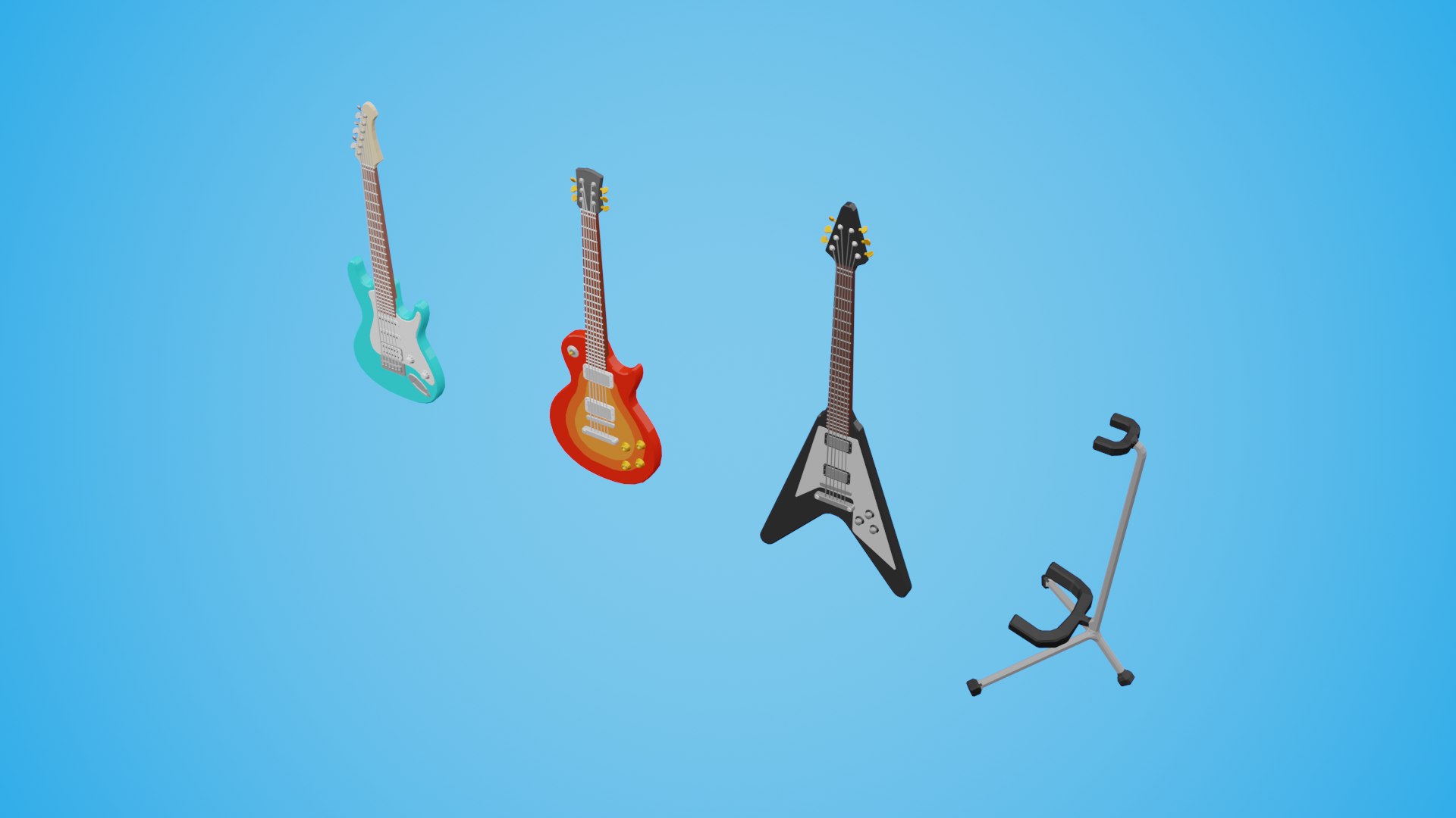 3D Model Low Poly Electric Guitars - TurboSquid 1918557