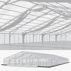 3D model Marquee tent 50x30 meter with glass side