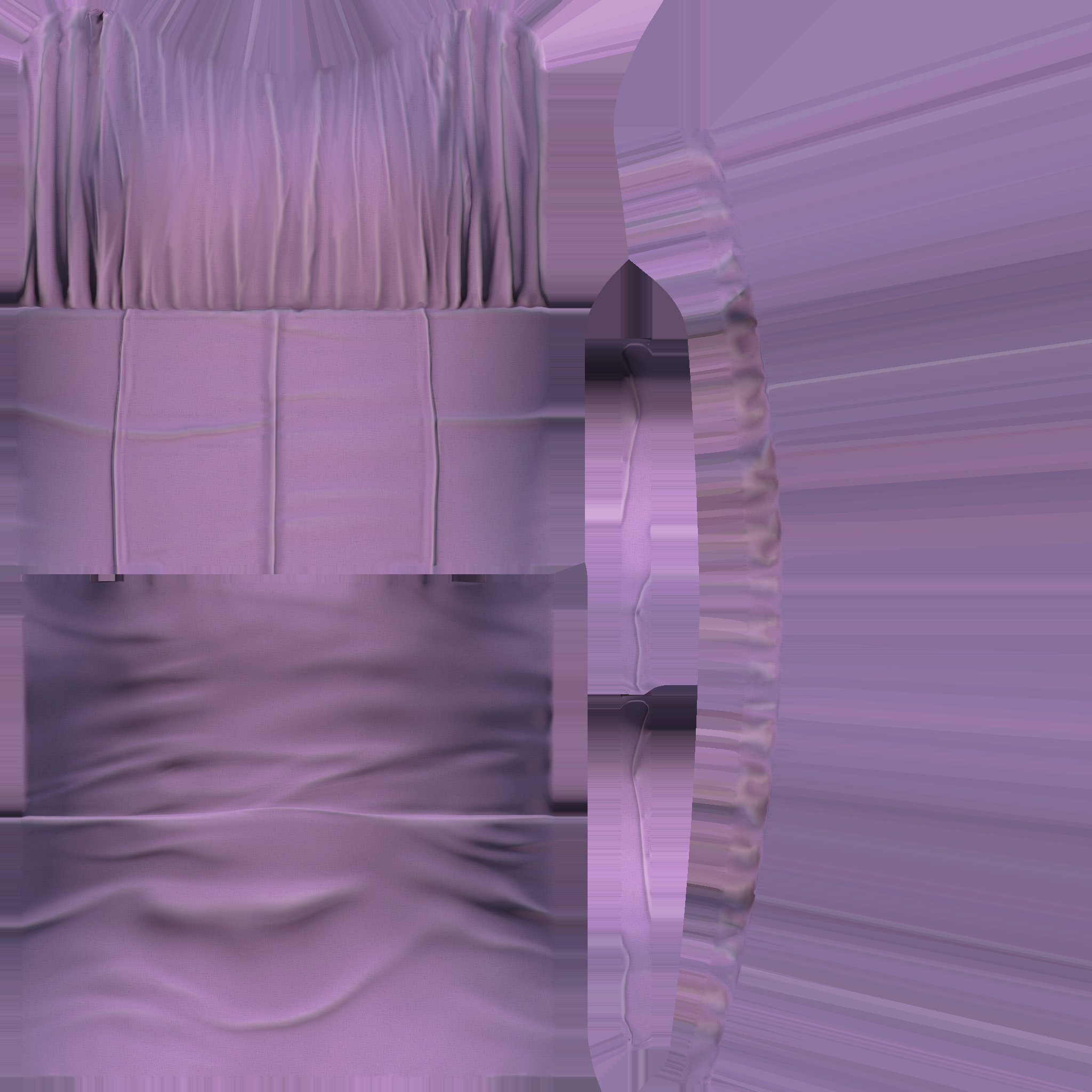 3D Purple Ruffled Edge Trim Wrinkled Top - TurboSquid 1928064