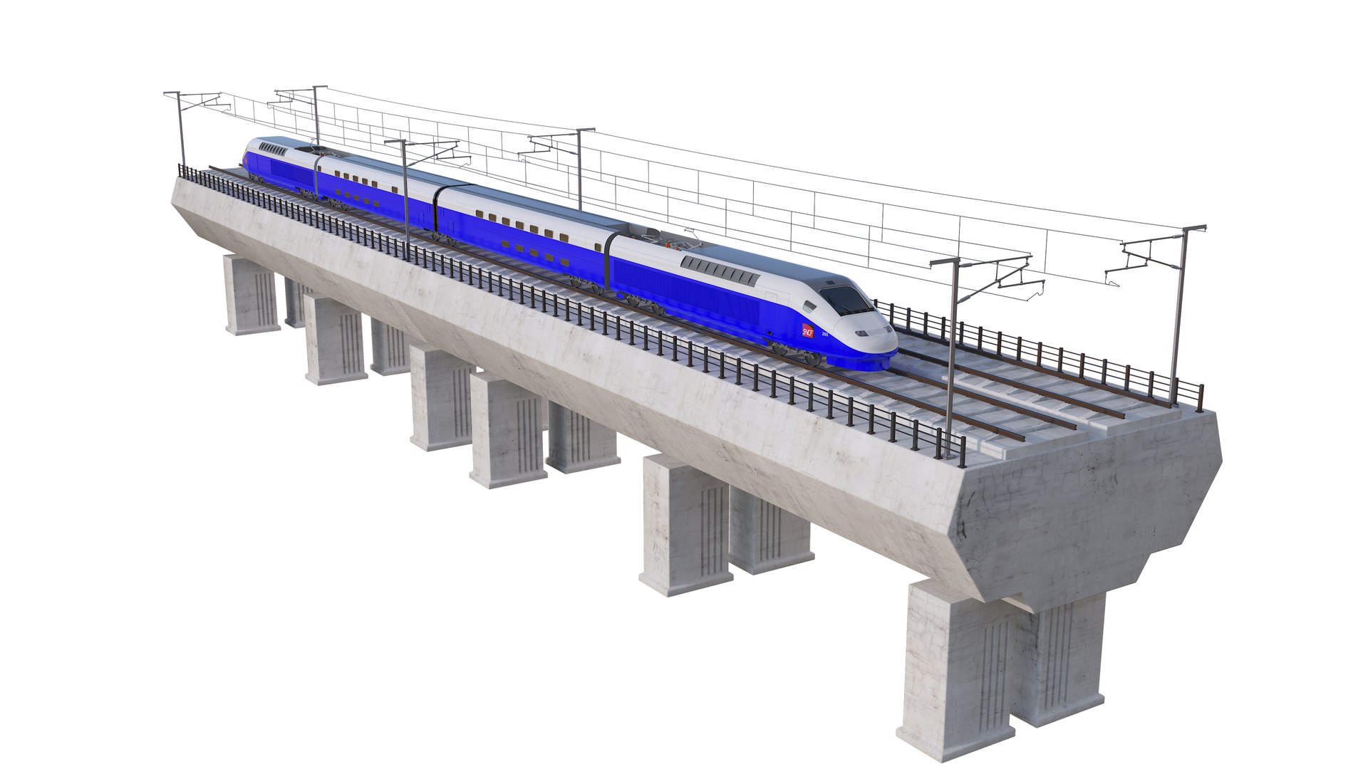 3D Model High Speed Rail Bridge Section And TGV Duplex - TurboSquid 1992450