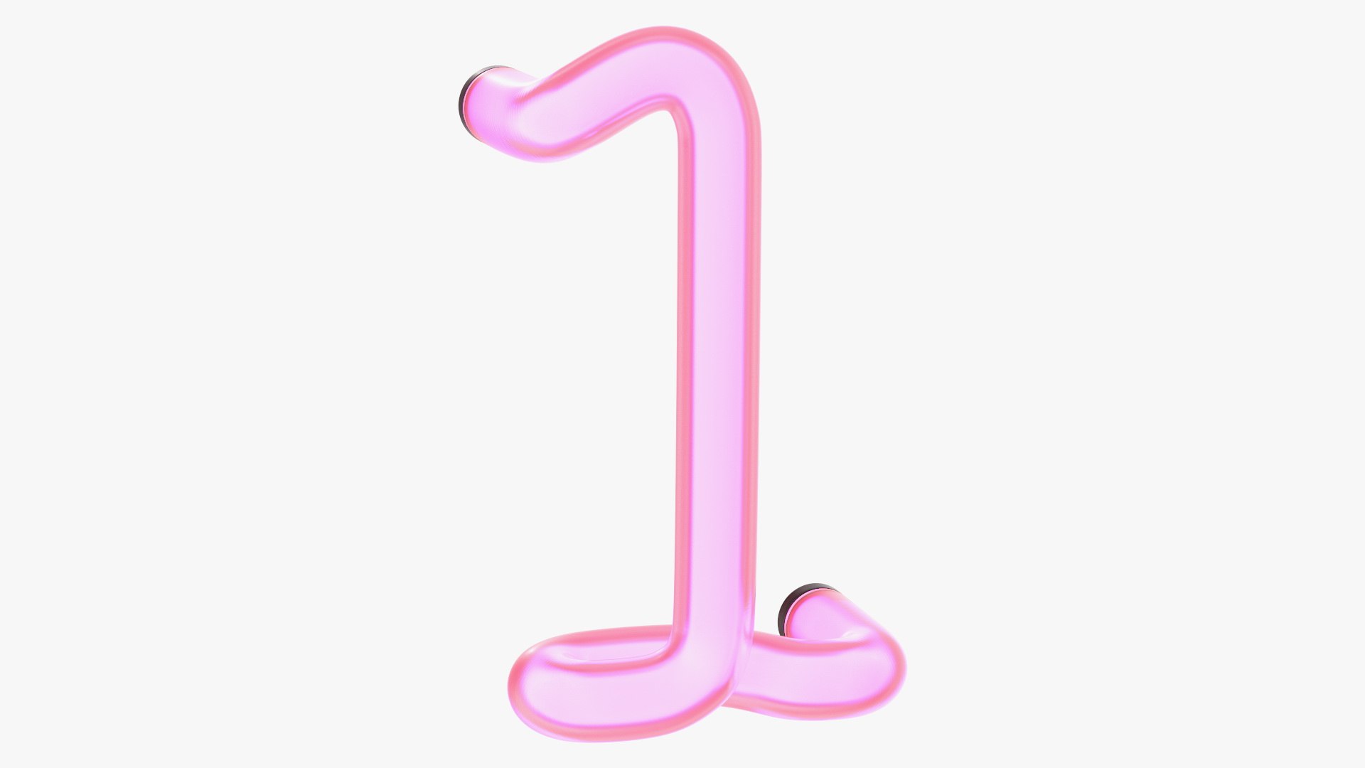 Glowing Neon Tube Light Digit 1 3D model preview